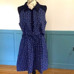 Talbots Navy blue tie waist dress